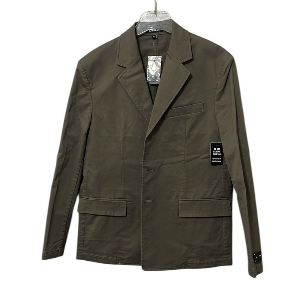 Express Slim Olive Green Modern Chino Suit Jacket Size 40R NWT